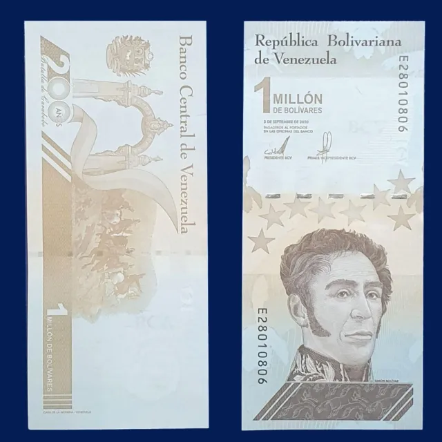 Venezuela 1000000 One Million Bolivares Banknote, Stempelglanz, UNC 2020 Bolivar