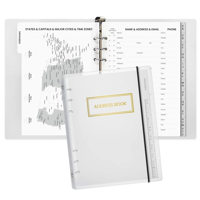Refillable Address Book With Alphabetical Tabs 368 Entry Spaces A5 Sheet Size