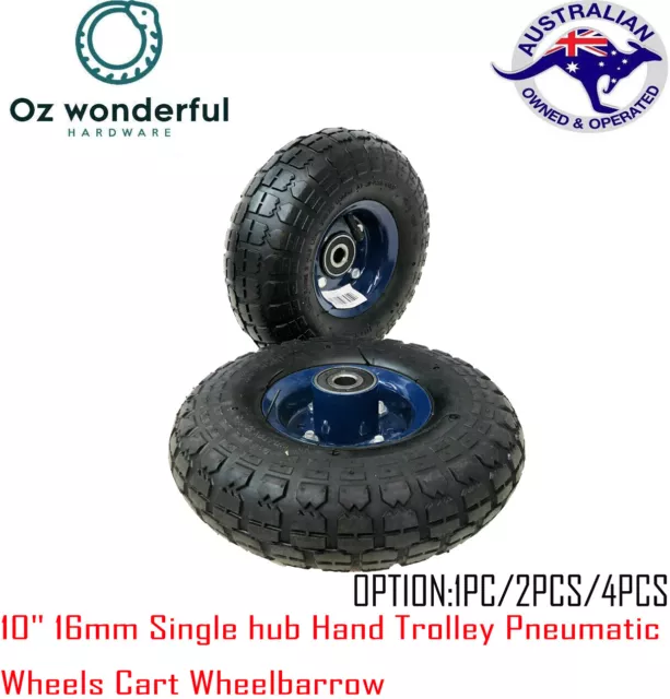 10" Hand Trolley Truck Pneumatic Wheels Cart Sack Wheelbarrow Tyres 16mm bore