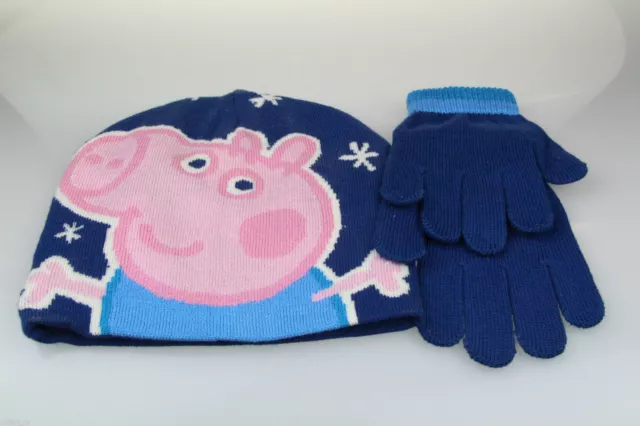 Cappello e guanti berretto e guanti bambini Peppa Pig George 2 pezzi set regalo bambini nuovi