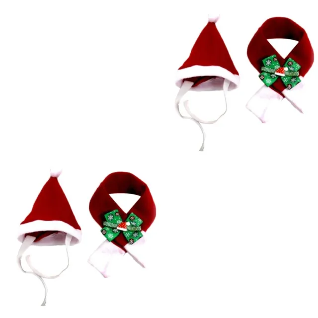 2 PCS Costume Da Babbo Natale Gatto Cappello Di Per Cane Capi Abbigliamento