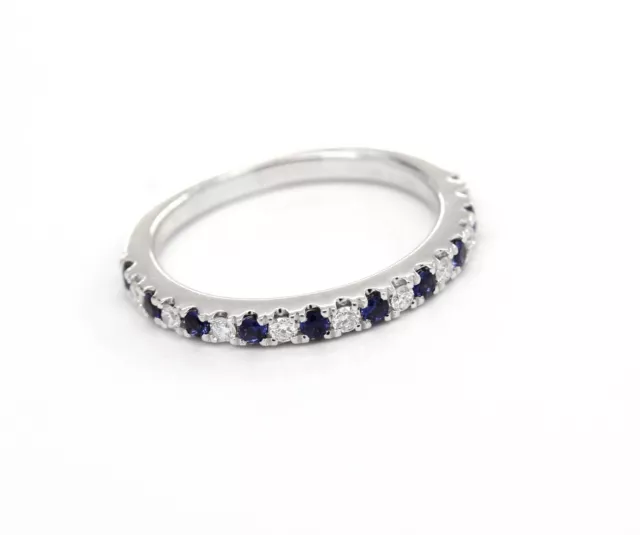 Vera Wang Love 14K White Gold Ring Diamond Blue Sapphire Wedding Band