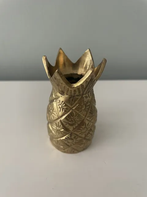 Brass Pineapple Candle Holder Heavy Solid 2.75” Tall Vintage