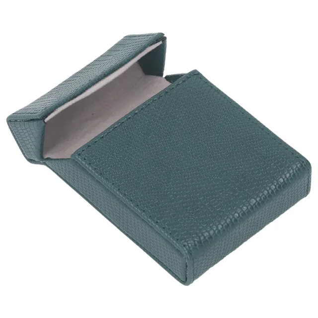 (Green)Medium Cigarette Case Men's Portable Protection Function PU Cigarette