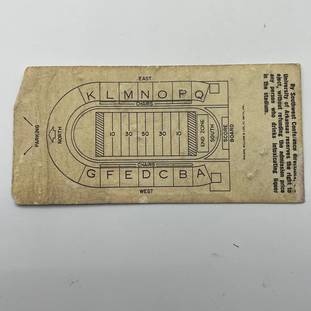1967 Arkansas Vs Texas A&M Ticket Stub Played at Razorback Stadium 2