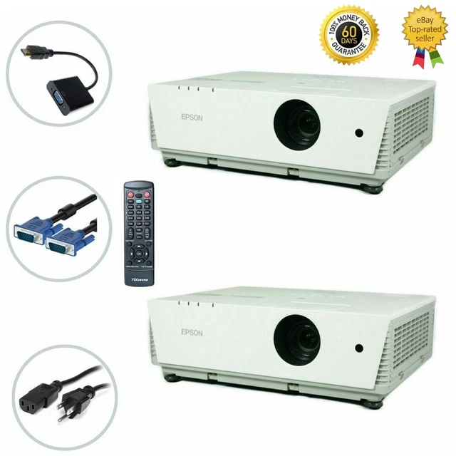 Lot of 2 - Epson 6100i 3LCD Projector 3500 ANSI HD HDMI-adapter w/Accessories