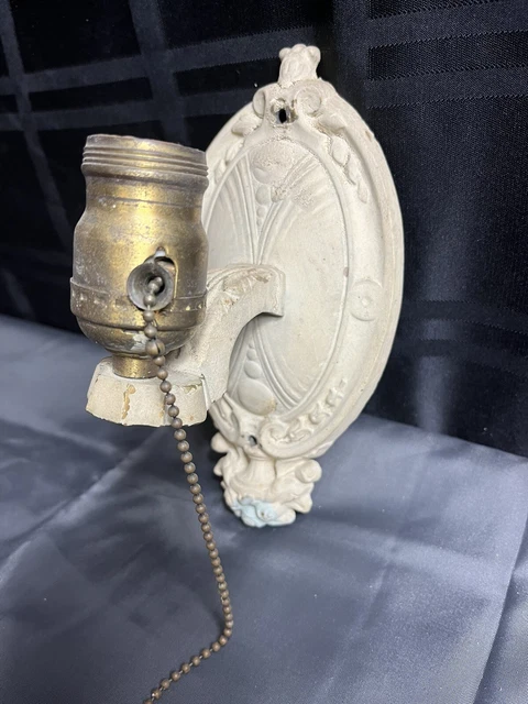 Antique Vintage Cast Brass Wall Sconce Light Lamp Art Deco Retro Herst Socket