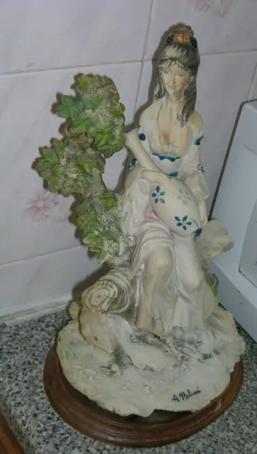 Large Vintage Capodimonte A.Belcari Porcelain Figurine Lady with Vase 13" Tall