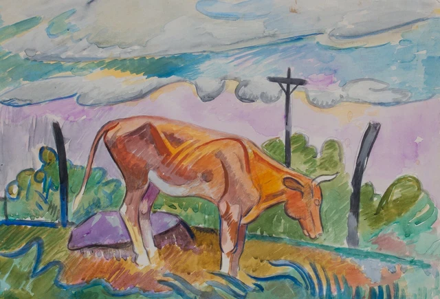 Cow in Landscape : William Sommer : Archival Quality Art Print