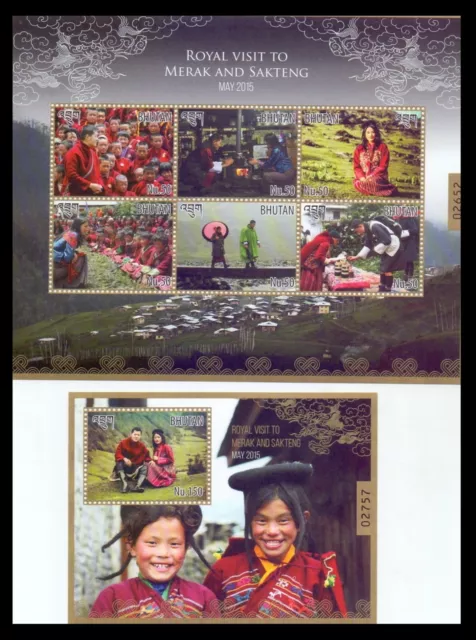 080. Bhutan 2015 Tampon M/S + S/S Royal Visite To Merak & Sakteng. MNH