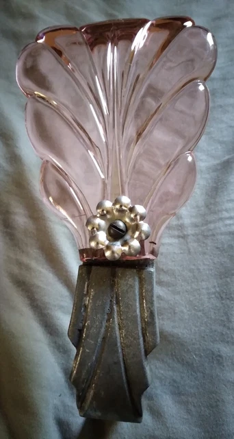Antique Art Deco Pink Glass Curtain Drapery Tie Back.