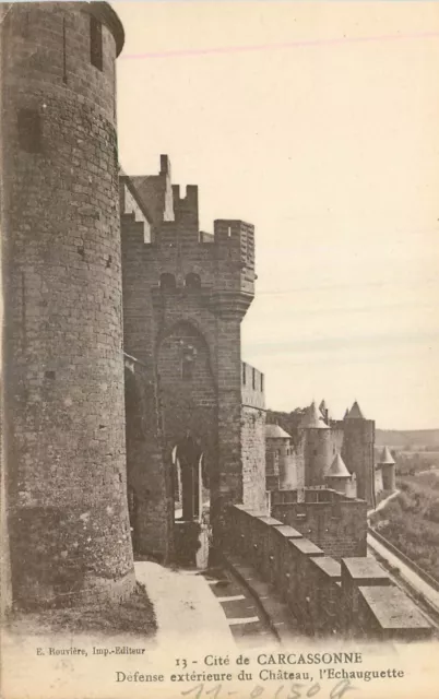 Cp Cite De Carcassonne Defense Exterieure Du Chateau