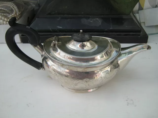 Chester 1912 Sterling Silver Teapot Bright Cut Neo Classical Design 285 gms