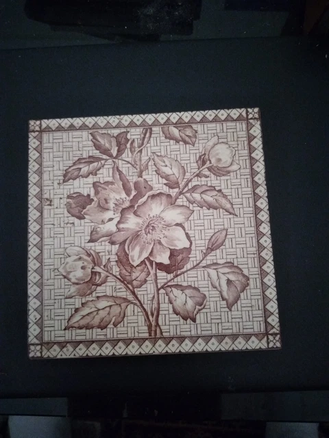 Stunning Victorian  Rose Transfer Print  Aesthetic  Design Tile Circa 1900's