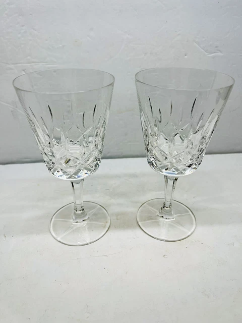 2 Gorham Crystal King Edward Wine Goblets Glasses Stemware Replacements 6”x3”