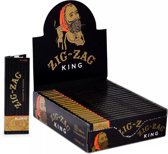 Zig Zag King Size Rolling Cigarette Paper | 24 Booklet Packs Slow Smooth Burning