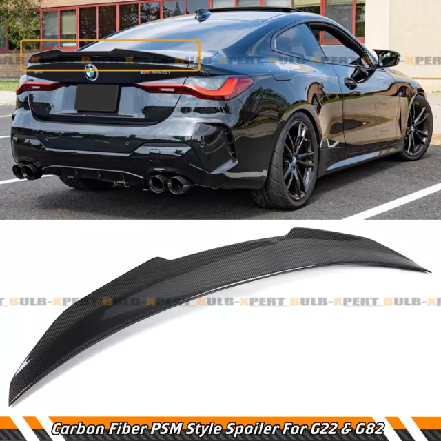 FOR 21-24 BMW G22 4 SERIES 430i G82 M4 PSM STYLE CARBON FIBER TRUNK SPOILER WING 2