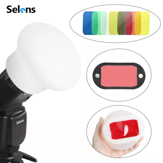 Selens Magnetic Flash Speedlite Modifier Sphere Diffuser Rubber 7PCS Gels Filter