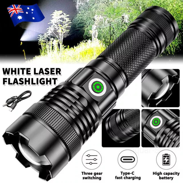 1000000 Lumens LED Torch Flashlight Rechargeable Spotlight Work Light Lamp