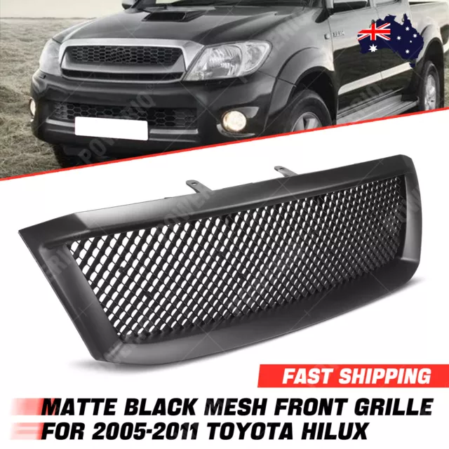 Matte Black Mesh Front Grille For 2005-2011 Toyota Hilux AU SHIPPING