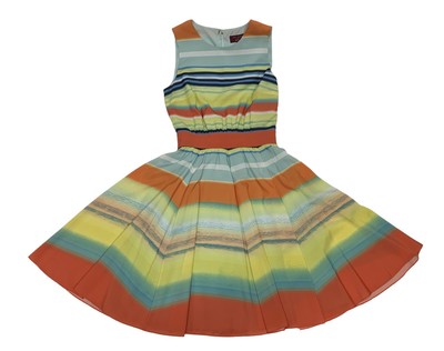 Ted Baker London Fit & Flare Ilva Sunset Striped Sleeveless Dress Sz 1 (US Sz 4)