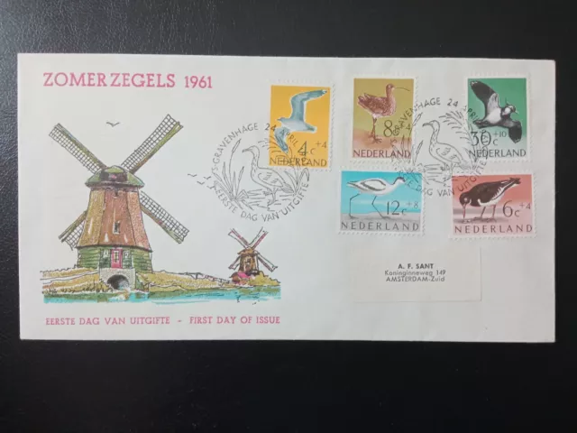 1961 Netherlands, Charity Stamps - Birds - FDC