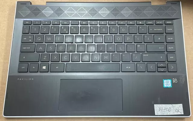 HP 14-CD Black Palmrest Cover UK Keyboard+ Touchpad L22401-031 L18947-031 base