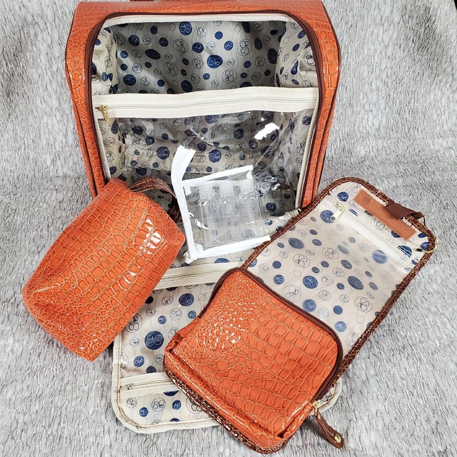 NEW 4 pc SAMANTHA BROWN Baby Croc Underseat Wheeled Bag 15" Carryon Orange/Camel 2