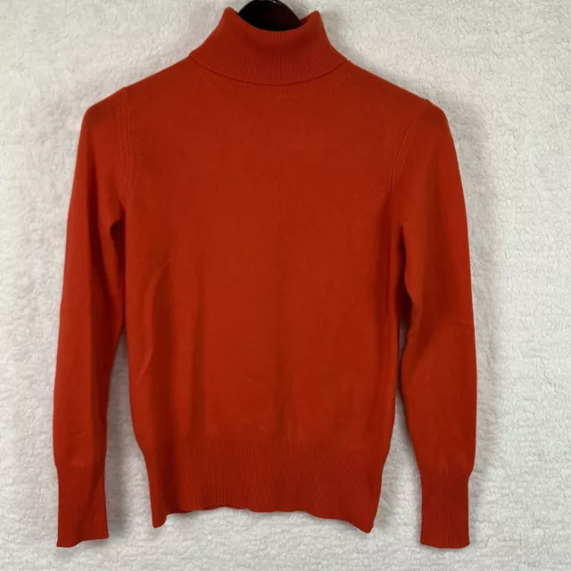 Neiman Marcus Sweater Women’s Small 100% Cashmere Orange Turtleneck Long Sleeve