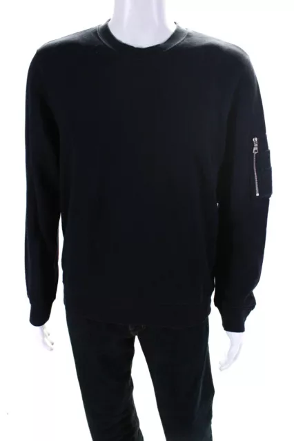 Sandro Paris Mens Cotton Crew Neck Long Sleeve Pullover Sweatshirt Black Size M