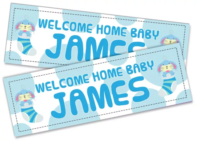 x2 Personalised Banner Celebration Homecoming Boy Girl Baby Welcome Newborn 44