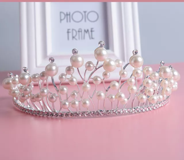 Luxury Pearl Tiara Wedding Crown Crystal Rhinestone Headband Bridal Headpieces