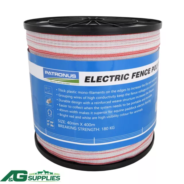 40mm x 400M Electric Fence Poly Tape 13 Stainless Steel Wire Equine Polytape