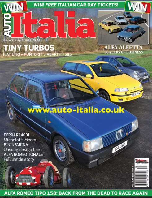 Auto italia Magazine issue 314 Uno Turbo Punto GT 595 Alfetta Tipo 158 NEW