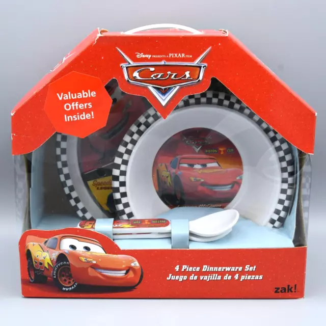 Disney Pixar Cars Dinnerware Set 2006 New in Box Melamine Plate Bowl Fork Spoon