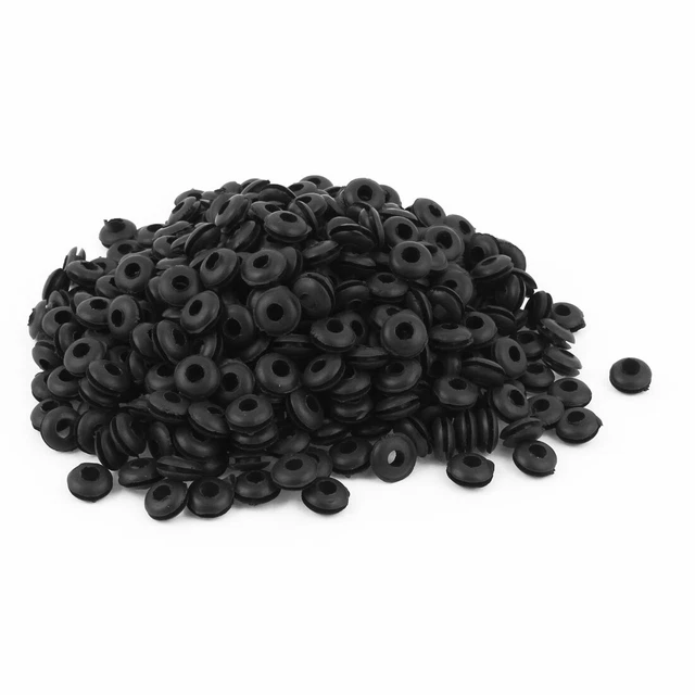 400pcs Câble en caoutchouc noir passe-fil solide anneau protecteur joint