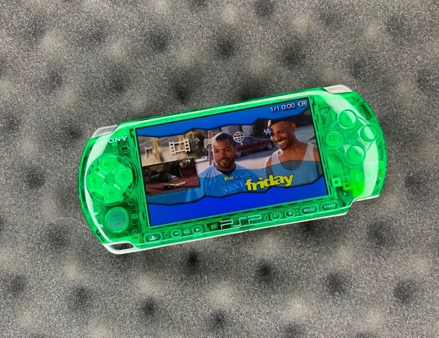 Sony PSP-3000 Playstation Portable - Custom Clear Green Shell, Region Free, 32MB, Made In Japan