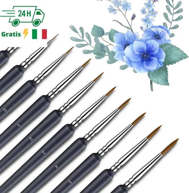 Pennelli per Dipingere Acquerello Acrilico 10 Pezzi, Pennelli Pittura Set per Mo