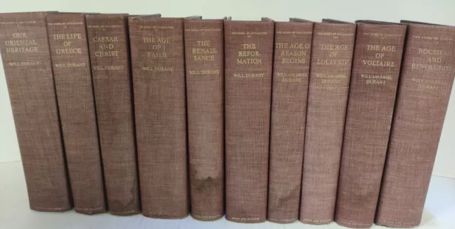 Vintage The Story Of Civilization By Will Durant 10 Volume Set FREE SHIPPING