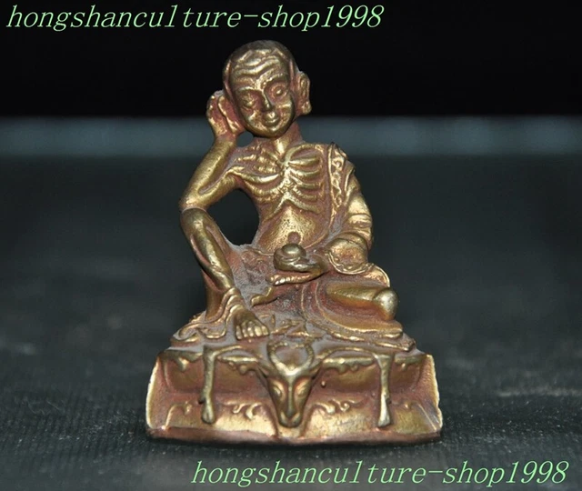 2.4"old Tibet Buddhism bronze Gilt Tsongkhapa Master Shamanism Buddha Statue