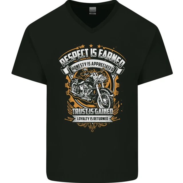 T-shirt da uomo scollo a V cotone scollo a V moto Respect Earned