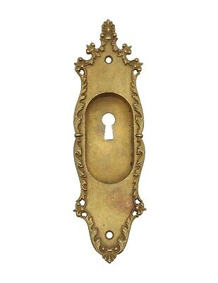 Antique Neoclassical Brass Recessed Pocket Door Plate
