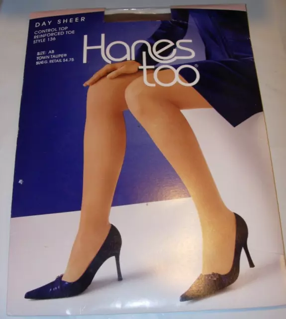 Womens Hanes Too Town Taupe Brown Control Top Stockings Pantyhose Nylons Size Ab