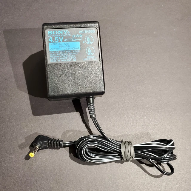 OEM Sony AC-E455D 4.5V 500mA Power Supply for CD Discman MD Minidisc MP3 - Used OEM Sony AC-E455D 4.5V 500mA Power Supply for CD Discman MD Minidisc MP3 - Used