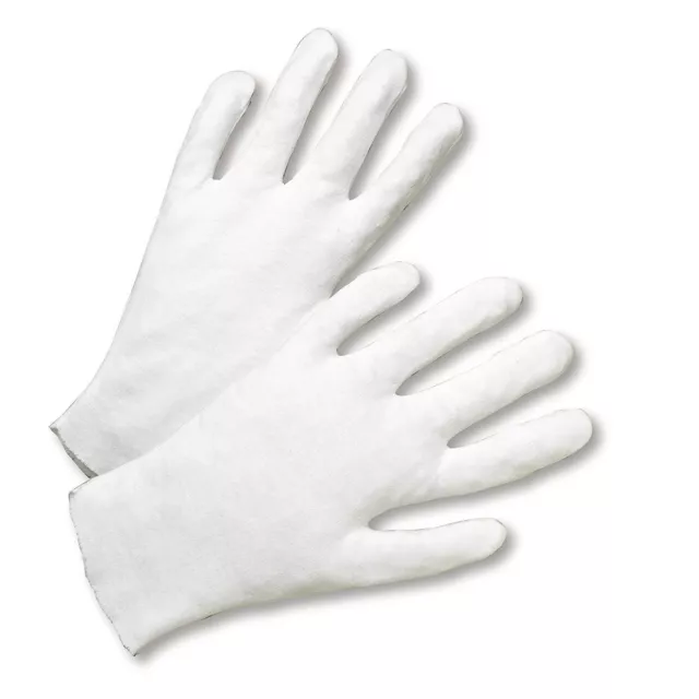 Size Large - 12 Pairs White Coin Jewelry Silver Inspection Cotton Lisle Gloves