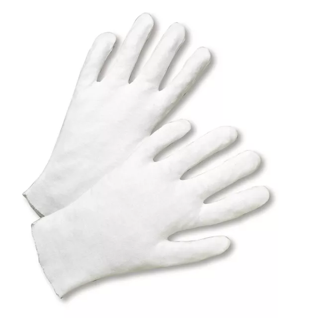 Size XL - 12 Pairs White Coin Jewelry Silver Inspection Cotton Lisle Gloves