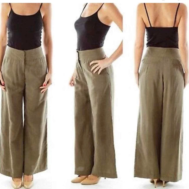 ANTHROPOLOGIE DAUGHTERS OF THE LIBERATION Women's Wide Leg Pants Green NWT 10