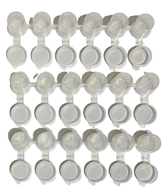 MINI EMPTY PAINT Pot Pod 6 Strips Plastic Container with Lids 3ml