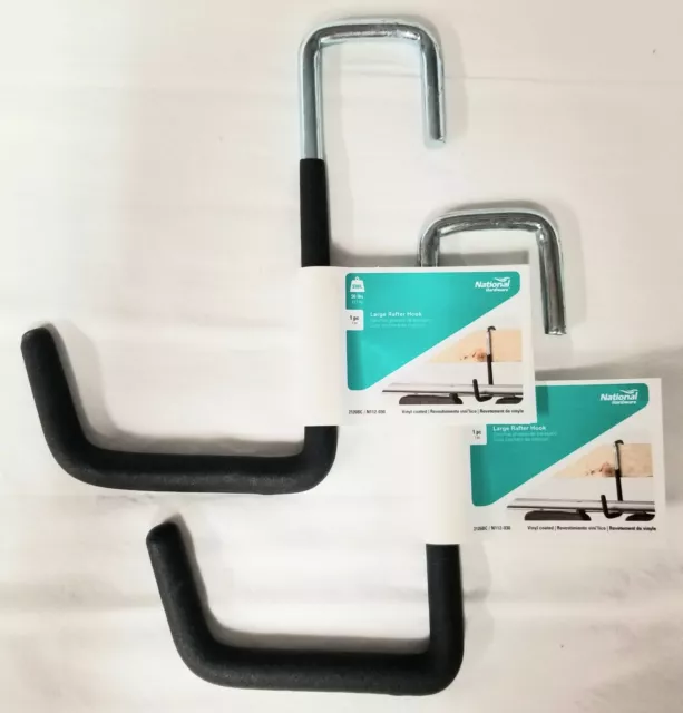 (2) National Hardware N112-030 Black Steel Vinyl Coated Large Rafter Hook - NEW