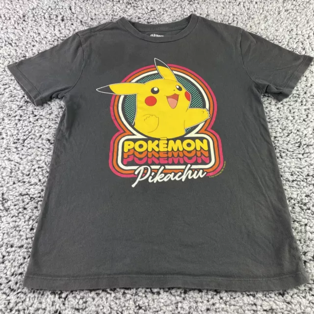 Pokemon Pikachu Shirt Youth Large Gray Short Sleeve Retro Graphic Print Old Navy